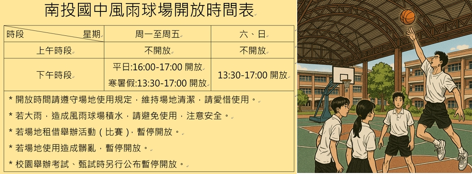 投中風雨球場開放時間