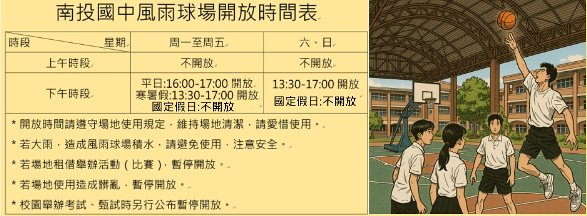 投中風雨球場開放時間
